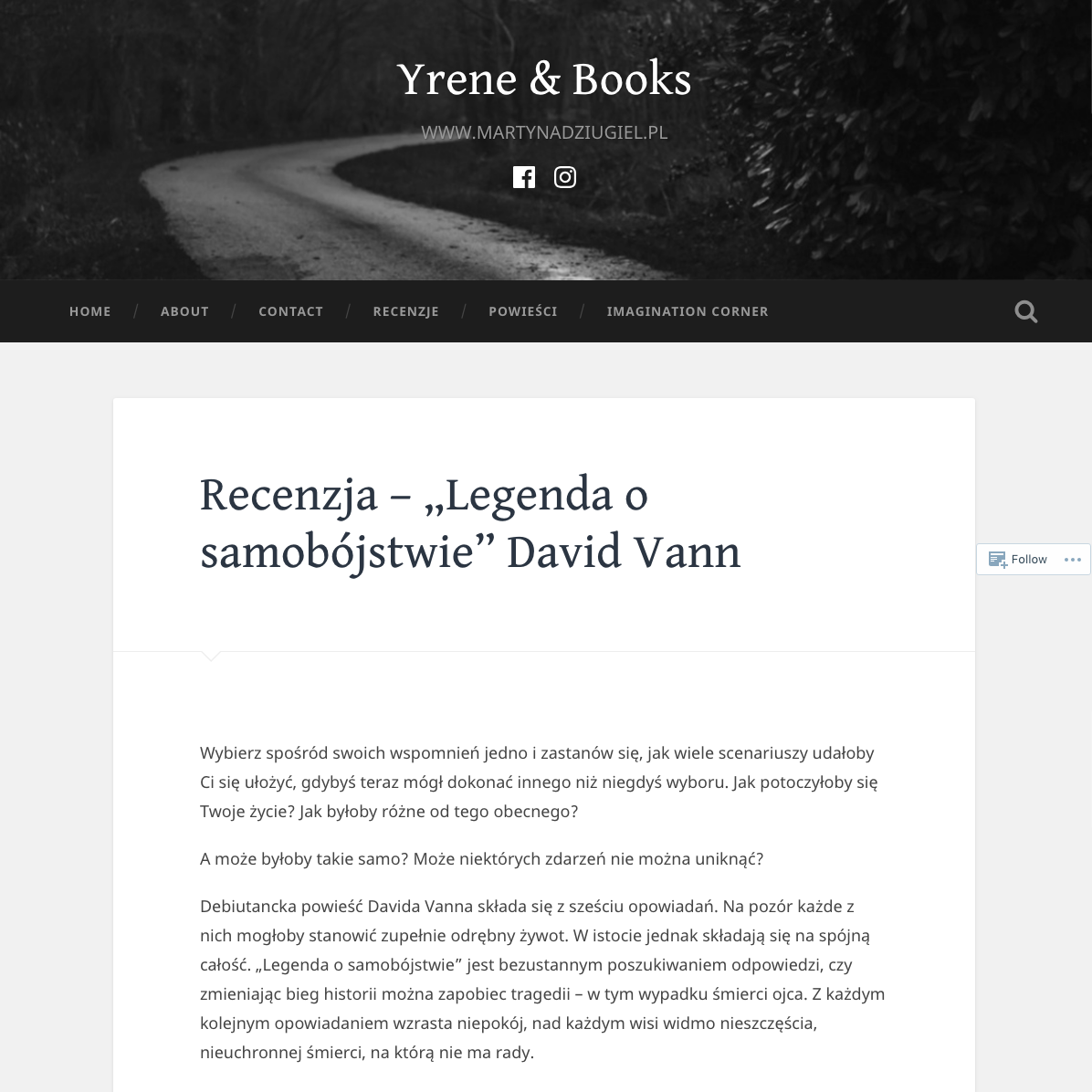 Recenzja – „Legenda o samobójstwie” David Vann – Yrene Books