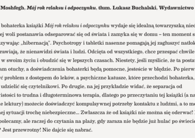 “Mój rok relaksu i odpoczynku” w zestawie najlepszych książek na kwarantannę według kwartalnika Przekrój!