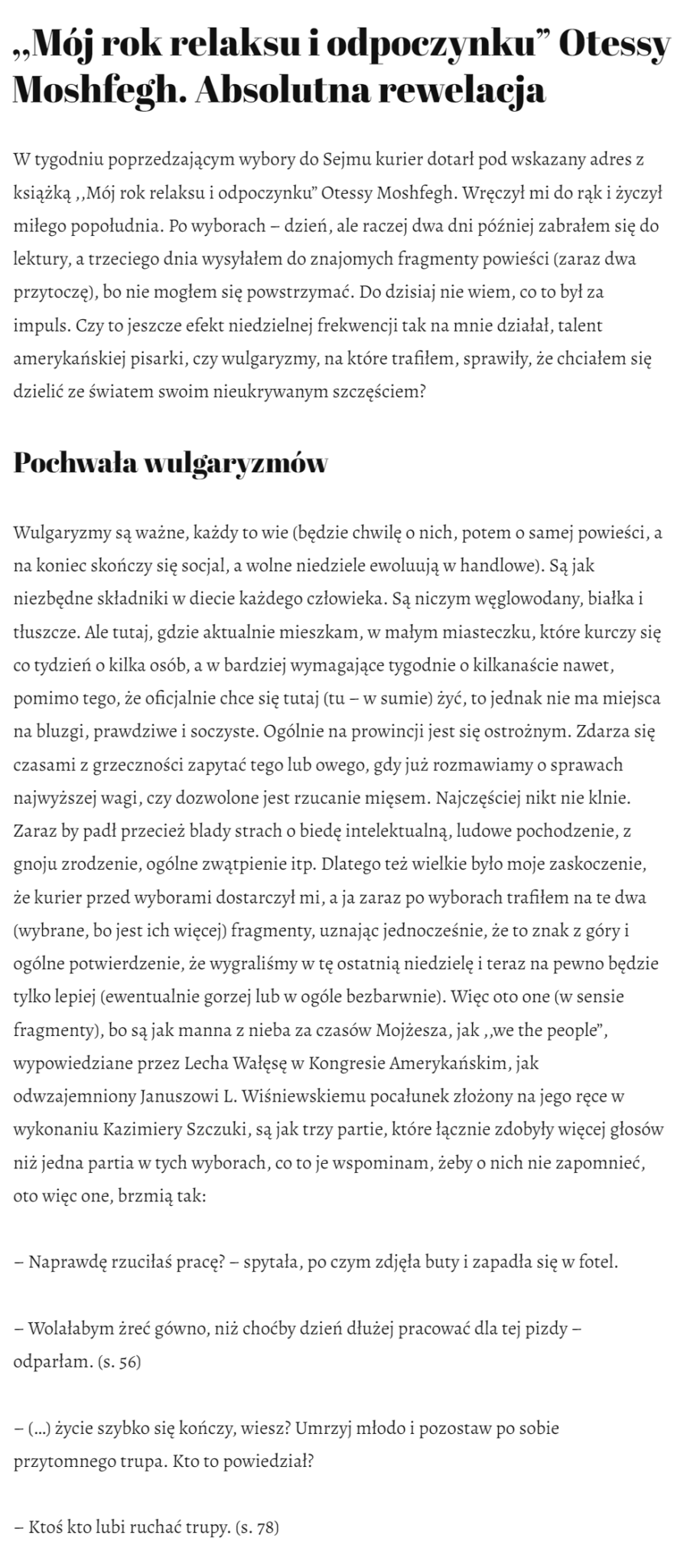 Recenzja książki Mój rok relaksu i odpoczynku - Ottessa Moshfegh