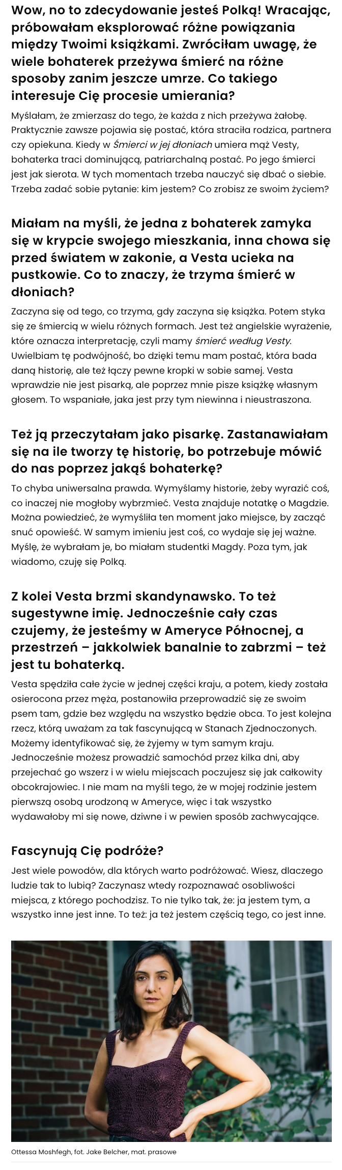 Ottessa Moshfegh: Talk-shows były moim kościołem – wywiad Jagody Gawliczek w serwisie Going More 3 Smierc 3