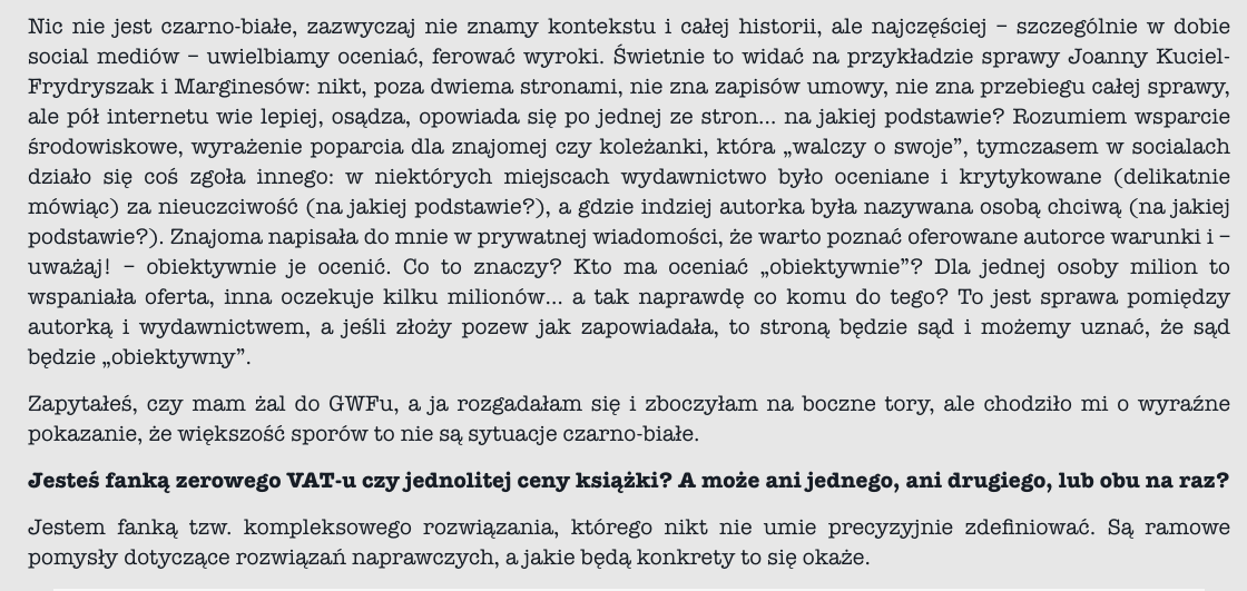 Milionowa zaliczka, niewydane książki, zmowa cenowa. Rozmowa z Anitą Musioł 10 11