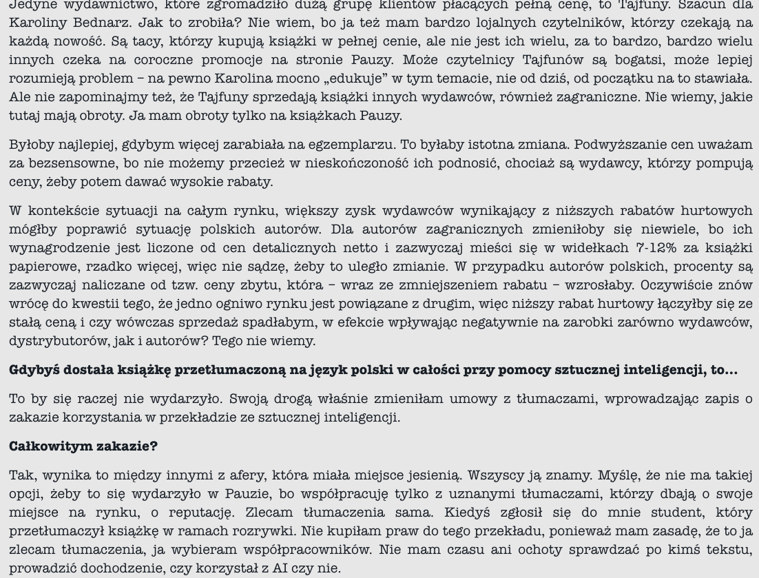 Milionowa zaliczka, niewydane książki, zmowa cenowa. Rozmowa z Anitą Musioł 14 15