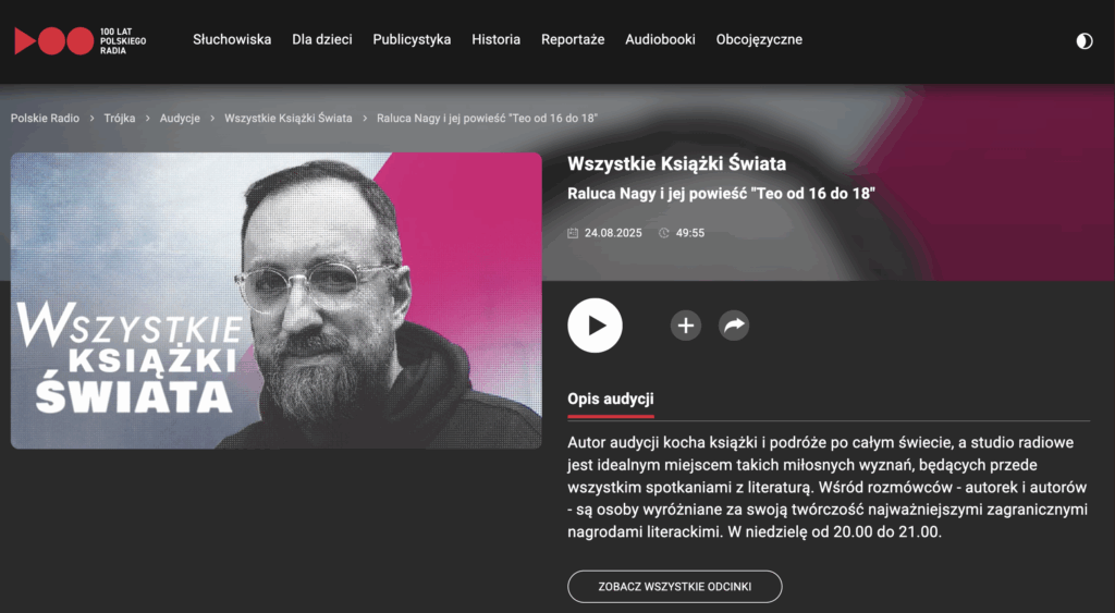 Wywiad z Ralucą Nagy w Polskim Radiu o „Teo od 16 do 18” 1 Zrzut ekranu 2025 08 27 o 17.46.12