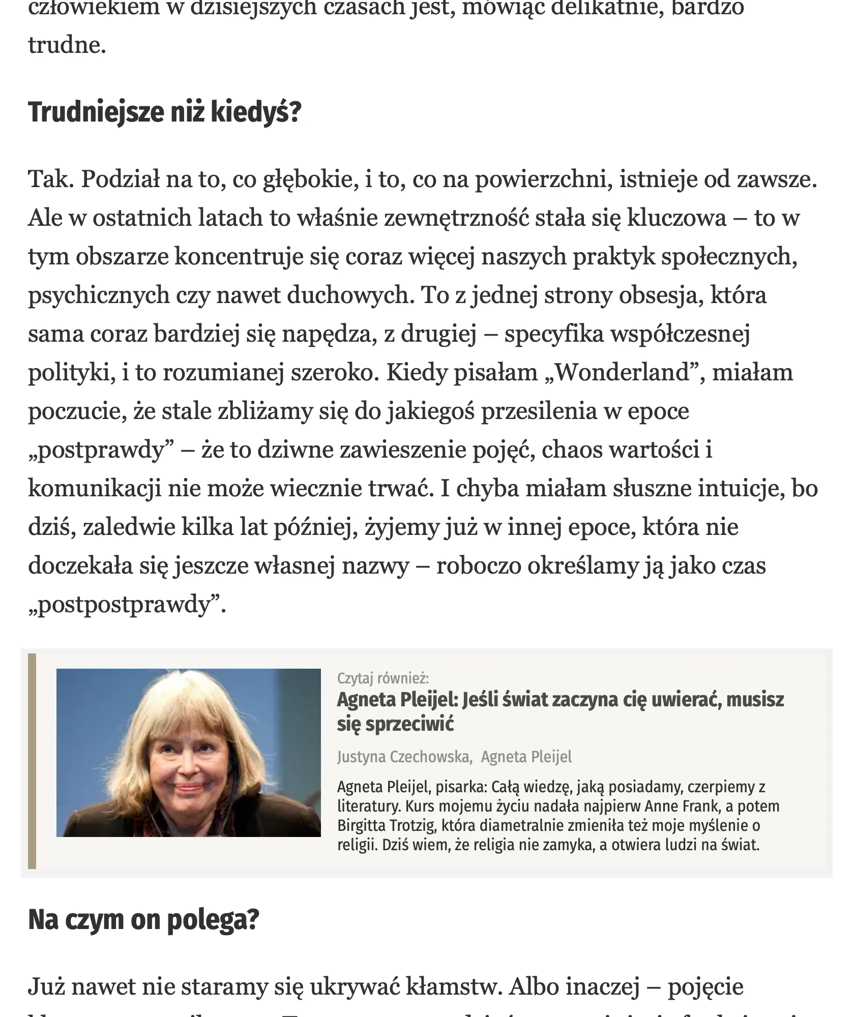 Czy w epoce „postpostprawdy" można jeszcze kłamać? Rozmowa Michała Sowińskiego ze szwedzką pisarką Hanną Nordenhök w „Tygodniku Powszechnym” 2 row 2 column 1