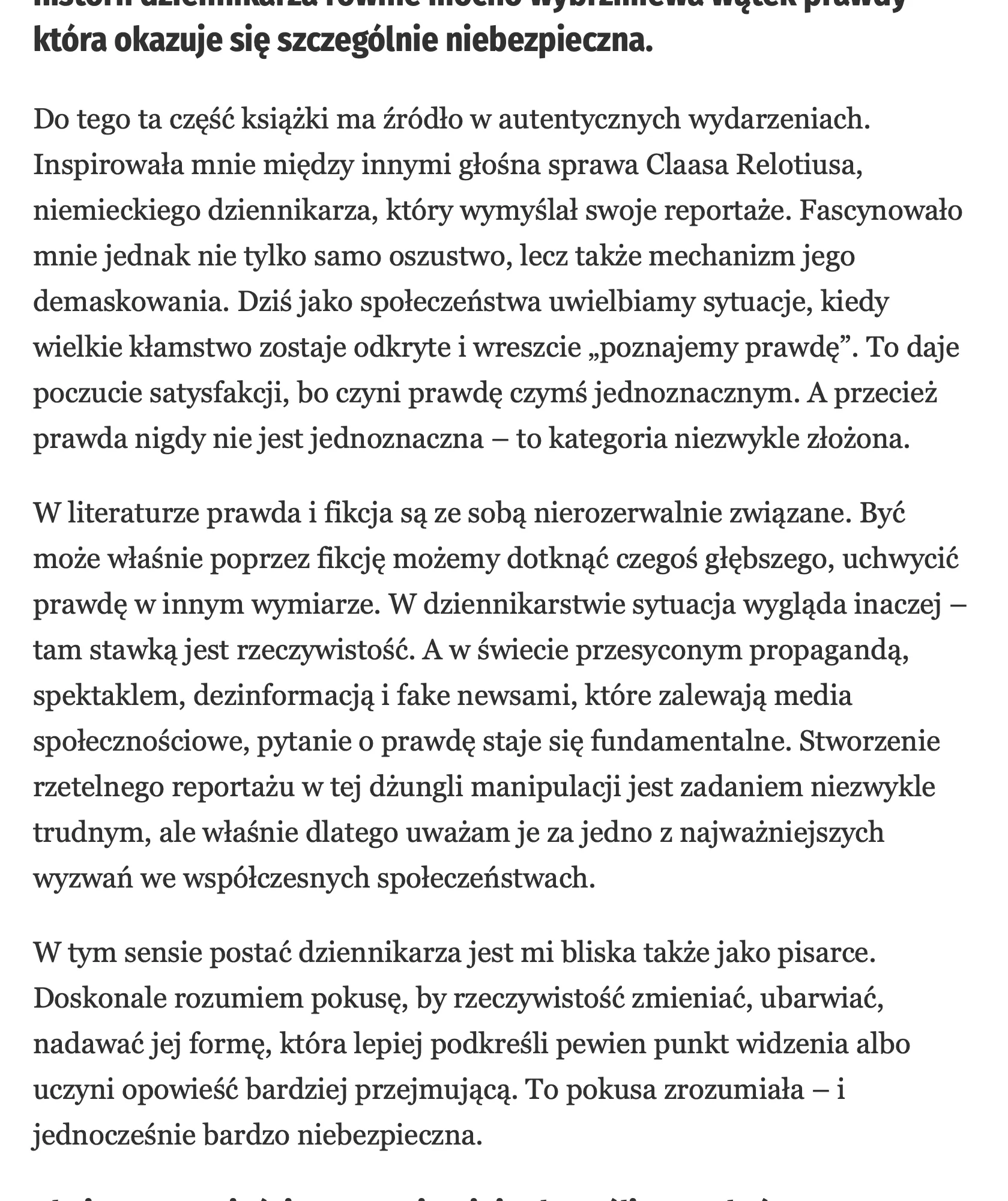 Czy w epoce „postpostprawdy" można jeszcze kłamać? Rozmowa Michała Sowińskiego ze szwedzką pisarką Hanną Nordenhök w „Tygodniku Powszechnym” 7 row 7 column 1