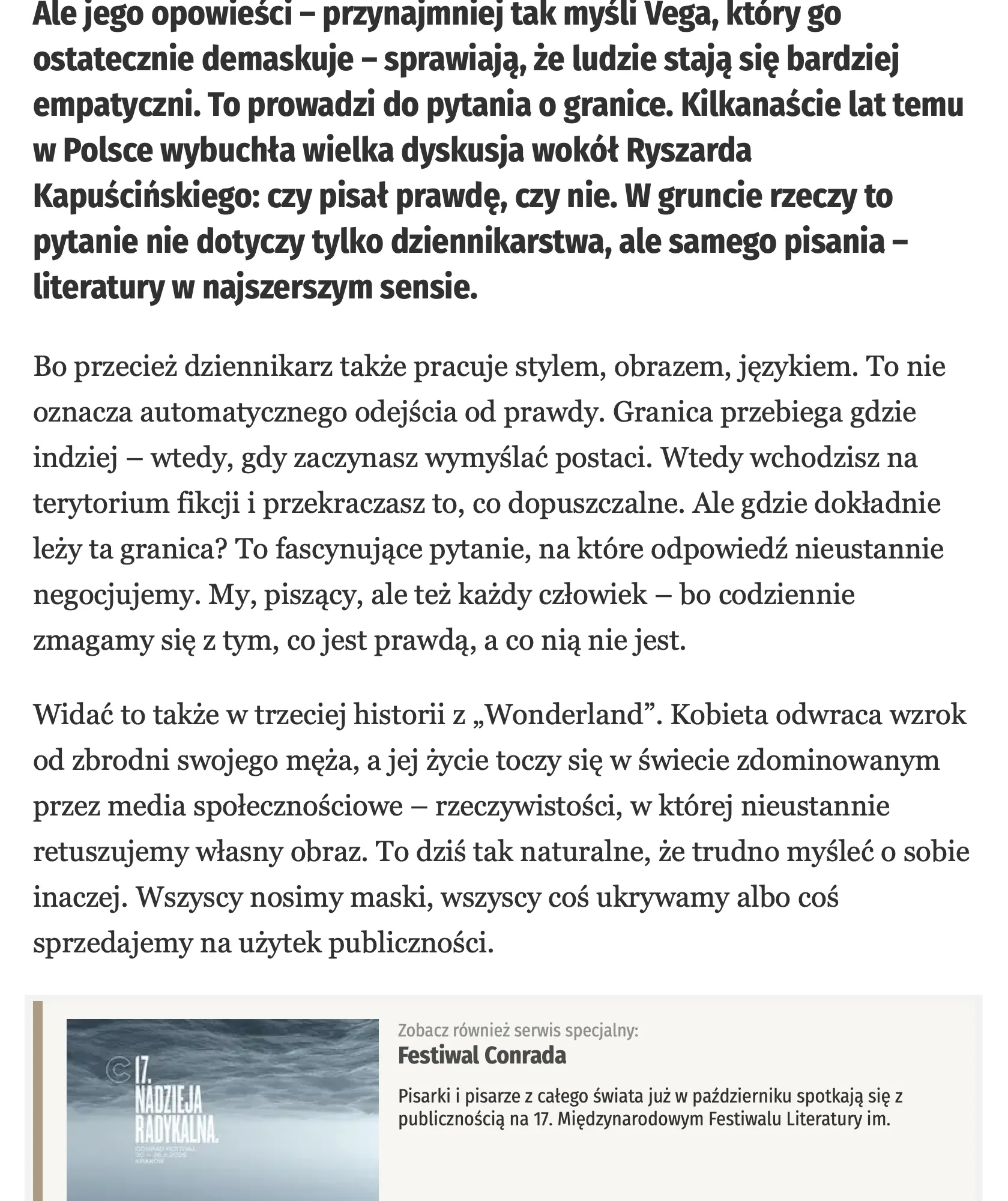 Czy w epoce „postpostprawdy" można jeszcze kłamać? Rozmowa Michała Sowińskiego ze szwedzką pisarką Hanną Nordenhök w „Tygodniku Powszechnym” 8 row 8 column 1