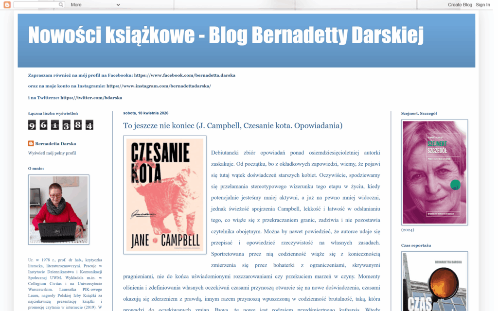 Rezencja opowiadań Jane Campbell „Czesanie kota” na blogu Bernadetty ...