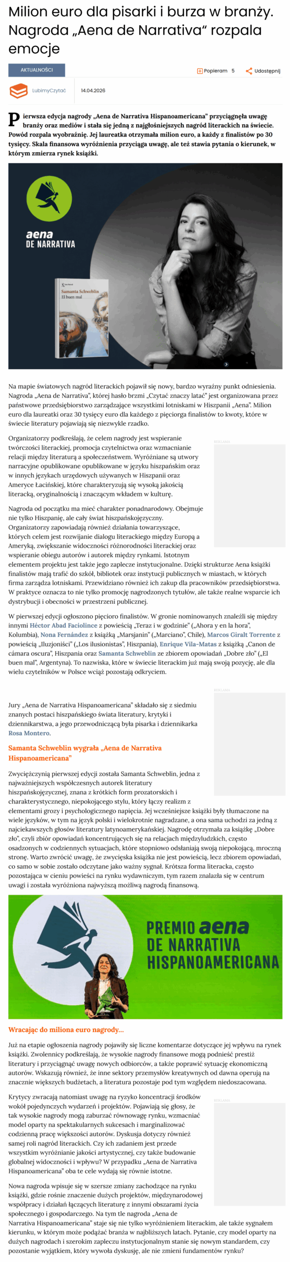 TINY3 FULL lubimyczytac.pl aktualnosci 22952 milion euro dla pisarki i burza w branzy nagroda aena de narrativa rozpala emocje 1 1 1 1 scaled