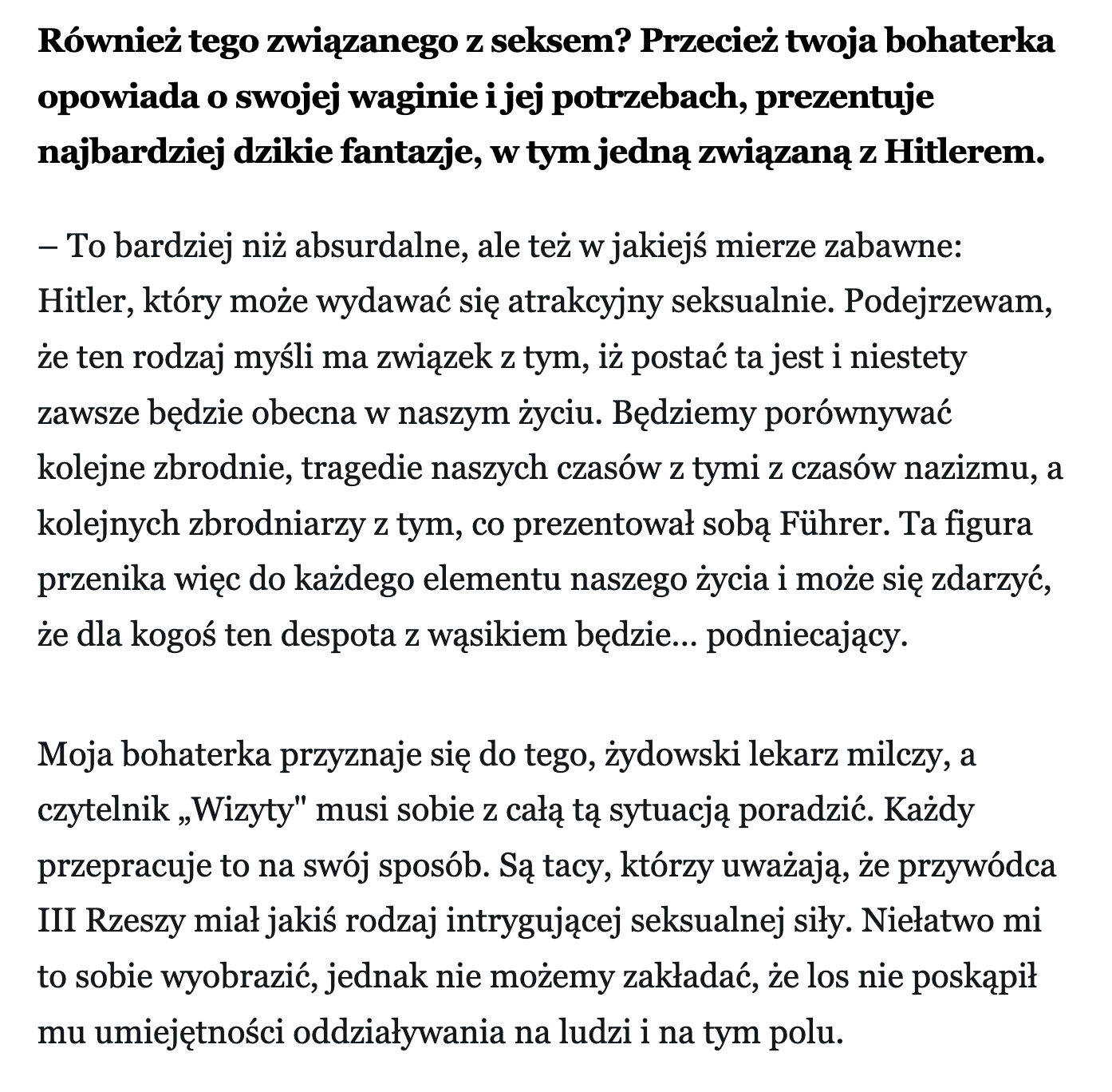 Niemka, Żyd, gabinet. W tej książce panuje gęsta, dla wielu Niemców niemożliwa do wytrzymania, atmosfera – wywiad z Kathariną Volckmer, autorką powieści „Wizyta“ w Wysokich Obcasach 12 2www.wysokieobcasy.pl wysokie obcasy 715721130020553niemka zyd gabinet w tej ksiazce panuje gesta dla wielu.html1440 x 900 px 1 1
