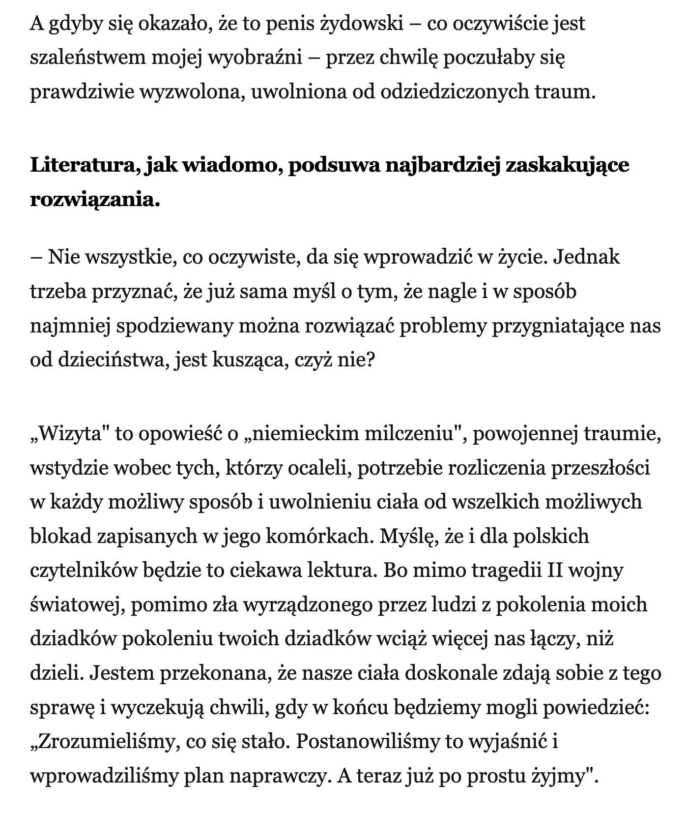 Niemka, Żyd, gabinet. W tej książce panuje gęsta, dla wielu Niemców niemożliwa do wytrzymania, atmosfera – wywiad z Kathariną Volckmer, autorką powieści „Wizyta“ w Wysokich Obcasach 15 5www.wysokieobcasy.pl wysokie obcasy 715721130020553niemka zyd gabinet w tej ksiazce panuje gesta dla wielu.html1440 x 900 px 4