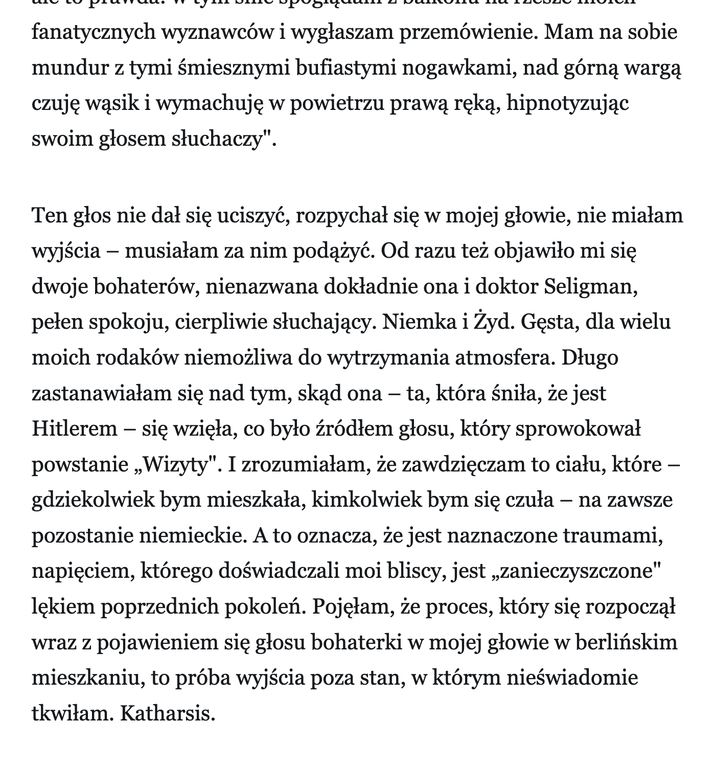 Niemka, Żyd, gabinet. W tej książce panuje gęsta, dla wielu Niemców niemożliwa do wytrzymania, atmosfera – wywiad z Kathariną Volckmer, autorką powieści „Wizyta“ w Wysokich Obcasach 6 row 5 column 1