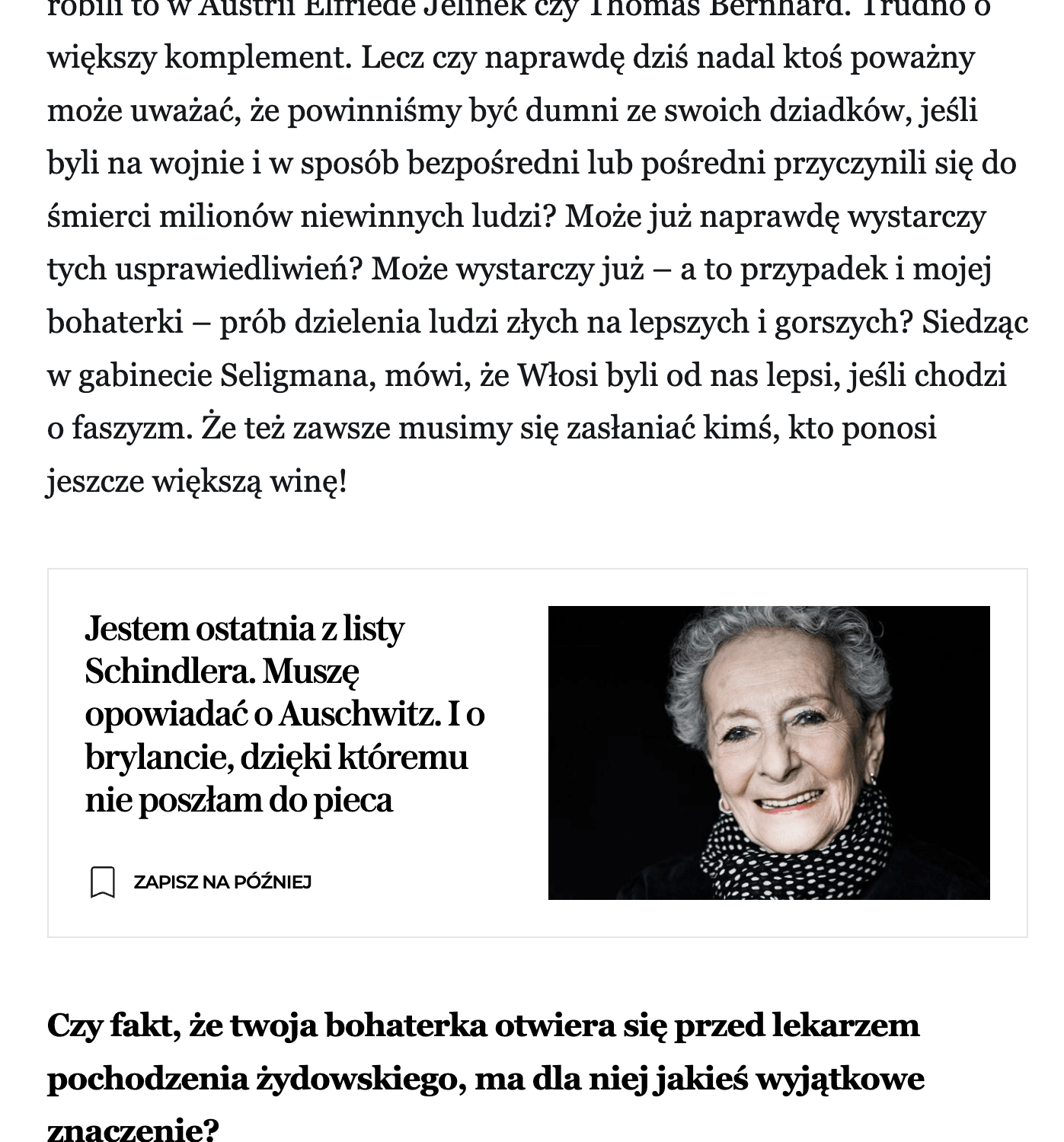 Niemka, Żyd, gabinet. W tej książce panuje gęsta, dla wielu Niemców niemożliwa do wytrzymania, atmosfera – wywiad z Kathariną Volckmer, autorką powieści „Wizyta“ w Wysokich Obcasach 10 row 9 column 1