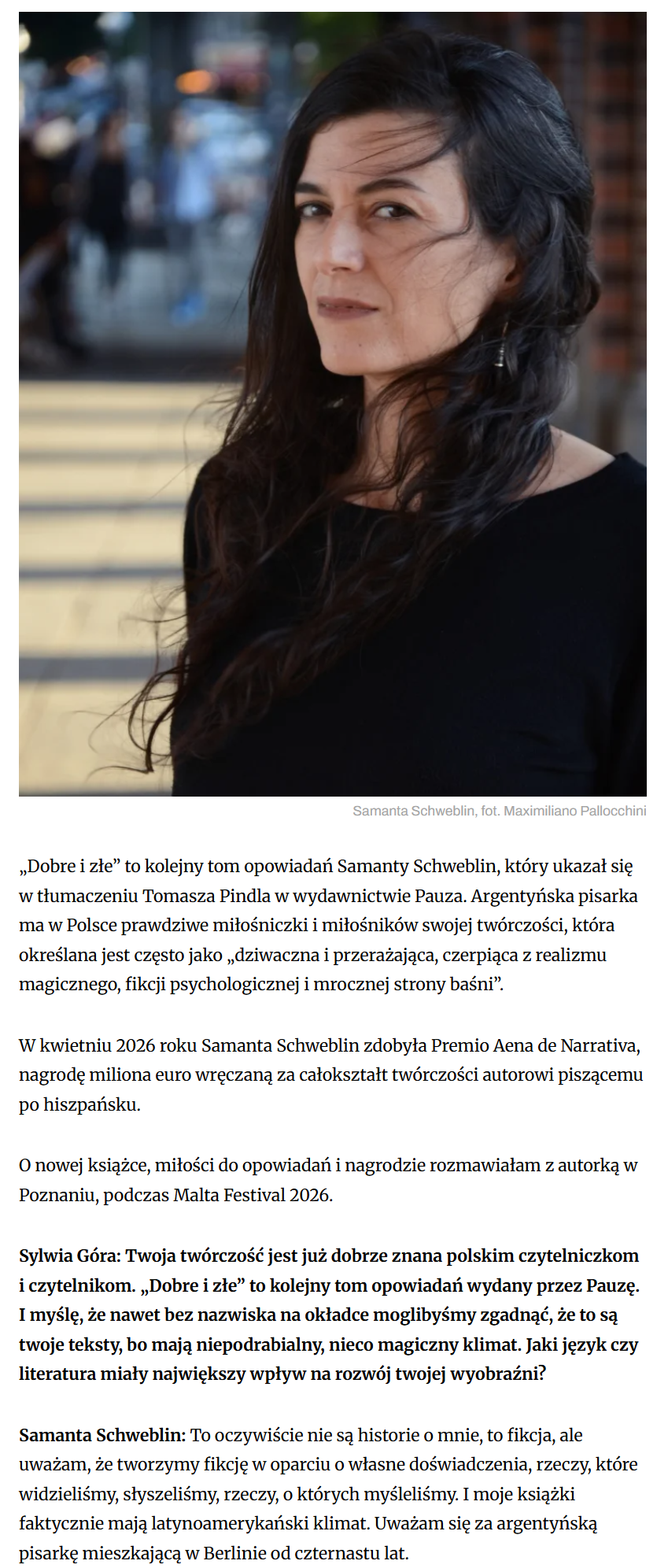 Sylwia Góra rozmawia z Samantą Schweblin, autorką „Dobre i złe”, w Kulturze Liberalnej 1 1.1 screencapture kulturaliberalna pl 2026 07 28 sylwia gora wywiad samanta schweblin 2026 07 30 17 30 06