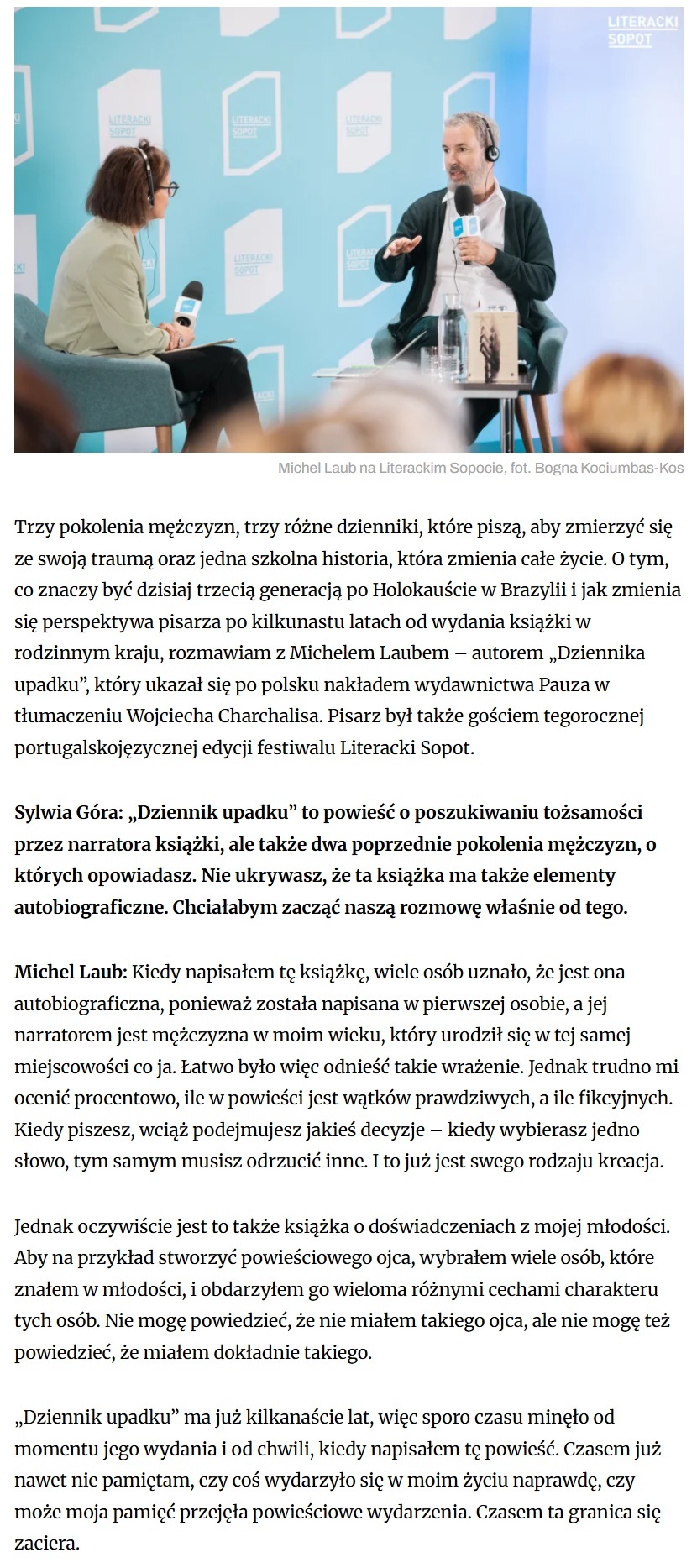 Rozmowa z Michelem Laubem, autorem „Dziennika upadku”, w „Kulturze Liberalnej” 1 1 laub