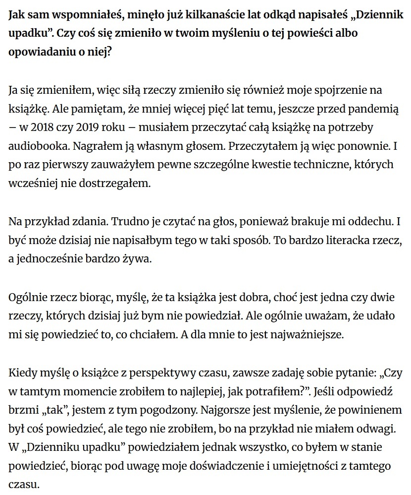 Rozmowa z Michelem Laubem, autorem „Dziennika upadku”, w „Kulturze Liberalnej” 8 8 laub